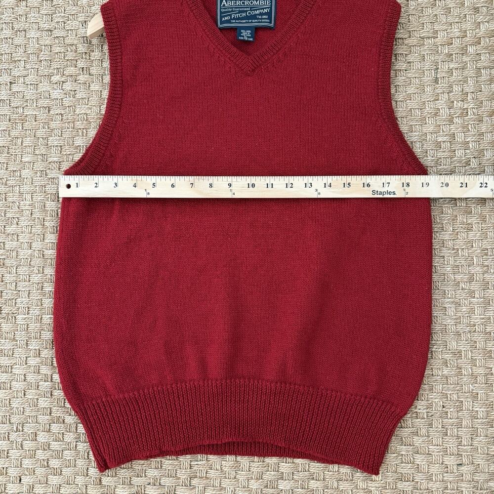 Vintage Abercrombie & Fitch Red Sweater Vest 100% Wool Size XL - Picture 10 of 12